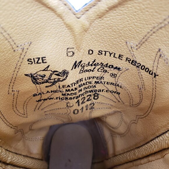 Masterson Boot Co Women's Western Cowboy Boots Sz 6 D Brown Leather RB2000Y - Picture 8 of 11